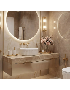 rund håndvask vask bordmonteret bordplade keramik badeværelse