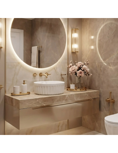 rund håndvask vask bordmonteret bordplade keramik badeværelse