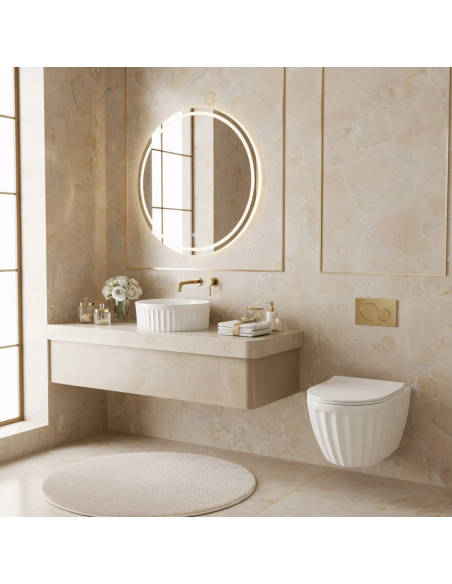 rund håndvask vask bordmonteret bordplade keramik badeværelse