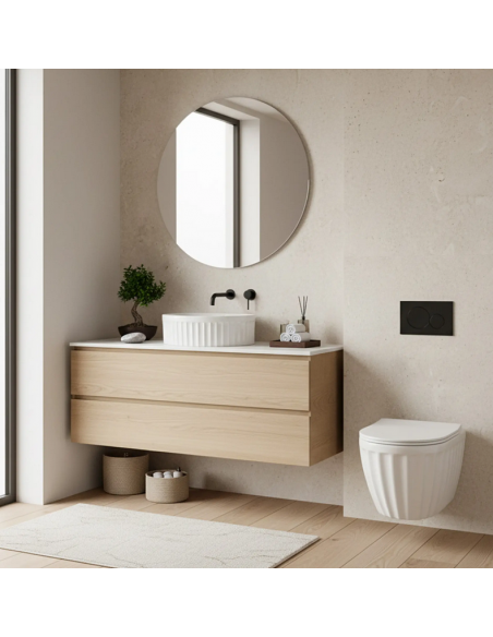 rund håndvask vask bordmonteret bordplade keramik badeværelse