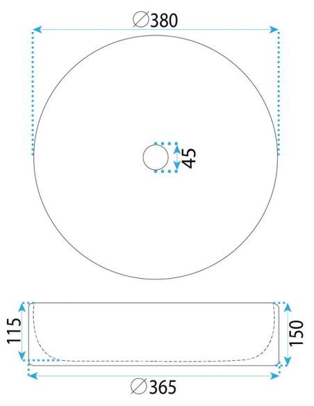 rund håndvask vask bordmonteret bordplade keramik badeværelse