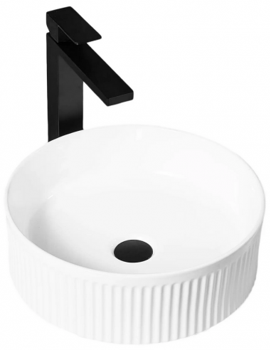 rund håndvask vask bordmonteret bordplade keramik badeværelse