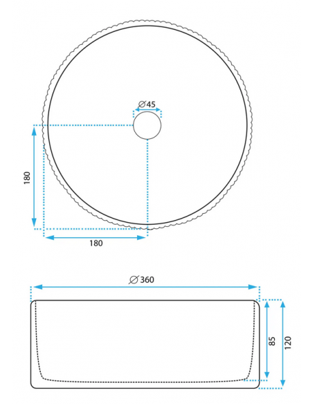 rund håndvask vask bordmonteret bordplade keramik badeværelse