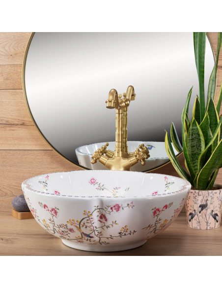 rund håndvask vask bordmonteret bordplade keramik badeværelse