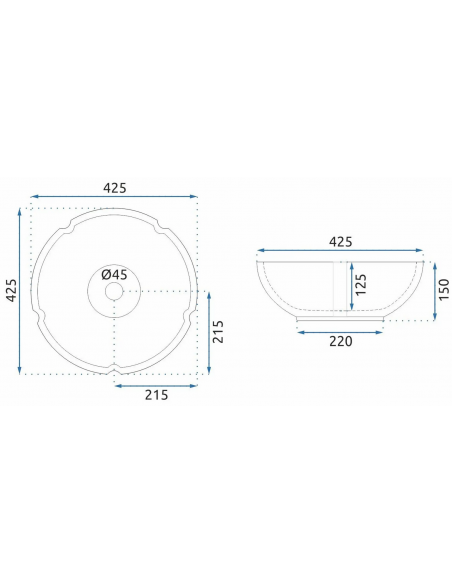 rund håndvask vask bordmonteret bordplade keramik badeværelse