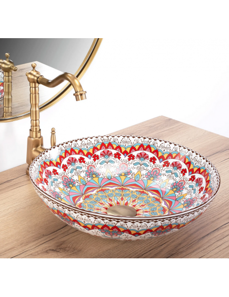 rund håndvask vask bordmonteret bordplade keramik badeværelse