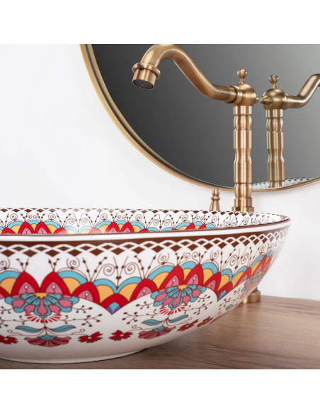 rund håndvask vask bordmonteret bordplade keramik badeværelse