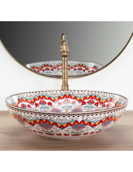 rund håndvask vask bordmonteret bordplade keramik badeværelse