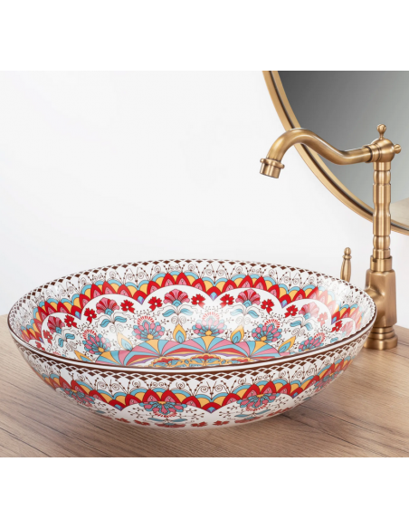 rund håndvask vask bordmonteret bordplade keramik badeværelse