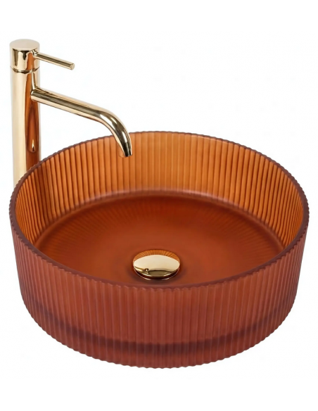 rund håndvask vask bordmonteret bordplade badeværelse glas