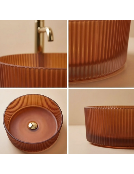 rund håndvask vask bordmonteret bordplade badeværelse glas