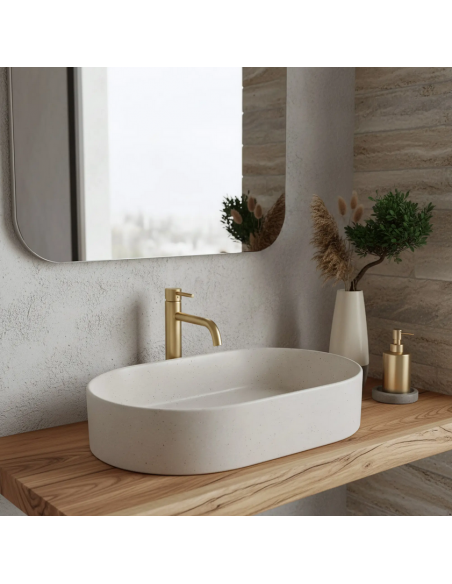 oval håndvask vask bordmonteret bordplade keramik badeværelse