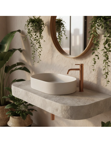 oval håndvask vask bordmonteret bordplade keramik badeværelse