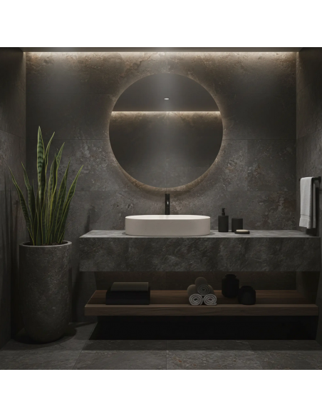 oval håndvask vask bordmonteret bordplade keramik badeværelse