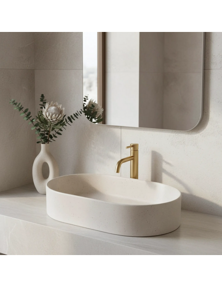 oval håndvask vask bordmonteret bordplade keramik badeværelse