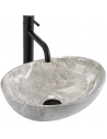 Bordmonteret oval håndvask i keramik 35 x 26 cm - Grå marmor