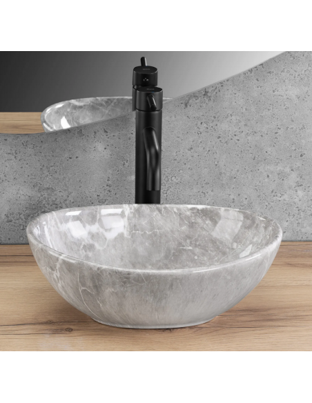 oval håndvask vask bordmonteret bordplade keramik badeværelse