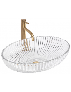 oval håndvask vask bordmonteret bordplade badeværelse glas