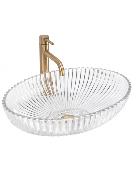 oval håndvask vask bordmonteret bordplade badeværelse glas