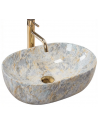 Bordmonteret oval håndvask i keramik 48 x 34,5 cm - Gråbrun marmor