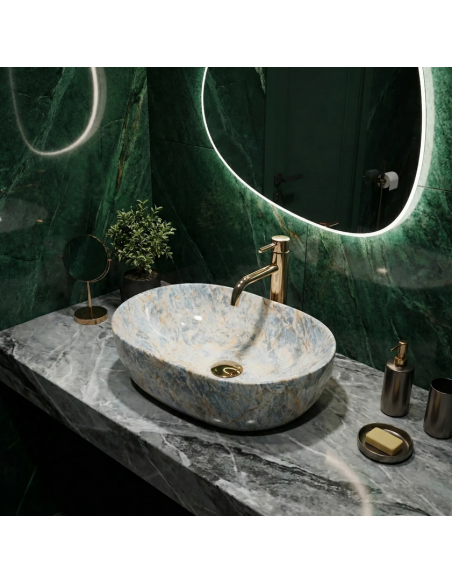 oval håndvask vask bordmonteret bordplade keramik badeværelse