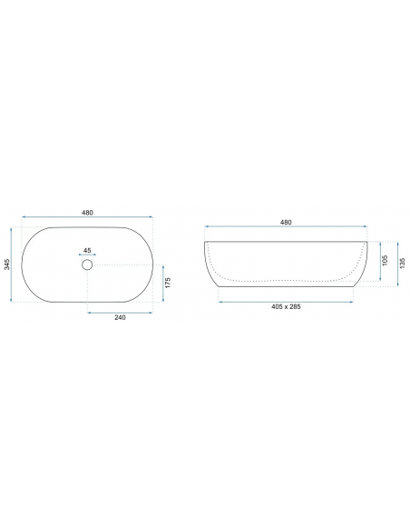 oval håndvask vask bordmonteret bordplade keramik badeværelse