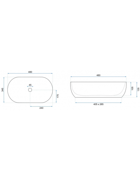 oval håndvask vask bordmonteret bordplade keramik badeværelse træ