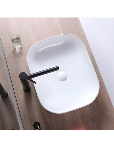 håndvask vask bordmonteret bordplade keramik badeværelse hvid