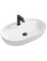 Bordmonteret oval håndvask i keramik 61 x 41 cm - Blank hvid