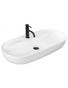 Bordmonteret oval håndvask i keramik 81 x 41 cm - Blank hvid