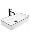 Bordmonteret håndvask i keramik 61,5 x 35 cm - Blank hvid/Sort