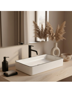 håndvask vask bordmonteret bordplade keramik badeværelse hvid 2