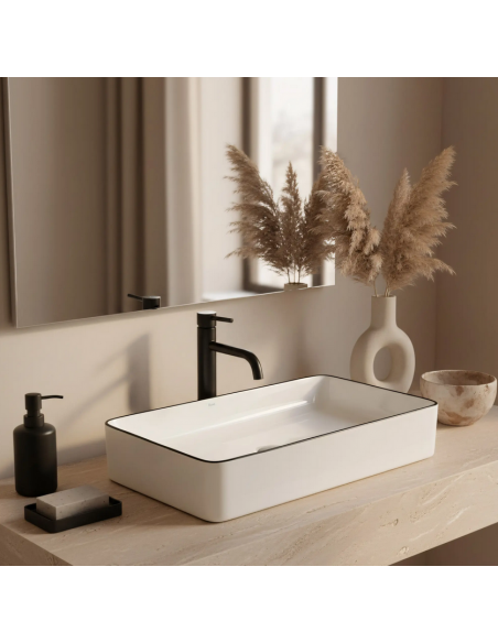 håndvask vask bordmonteret bordplade keramik badeværelse hvid