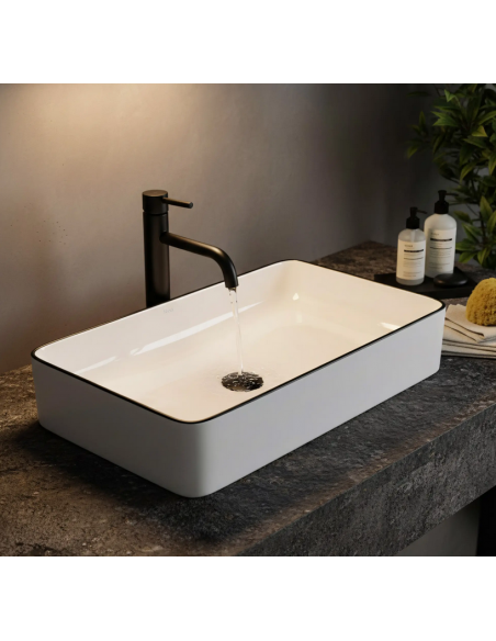 håndvask vask bordmonteret bordplade keramik badeværelse hvid