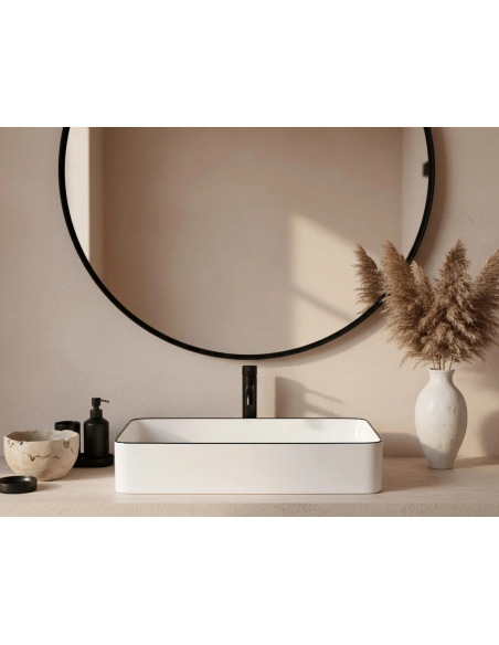 håndvask vask bordmonteret bordplade keramik badeværelse hvid