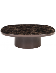 rundt sofabord brun træ marmor look keramik design moderne stort 2