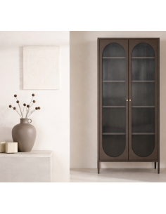 vitrineskab vitrine skab design moderne brun køkkenskab alrum opbevaring stue 2