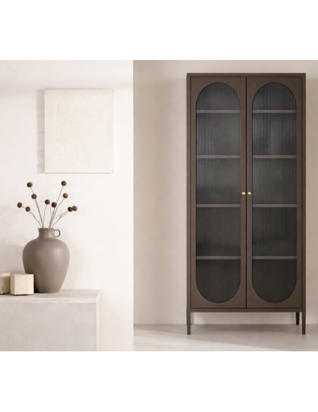 vitrineskab vitrine skab design moderne brun køkkenskab alrum opbevaring stue