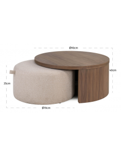 rundt sofabord valnød træ design moderne stort 2