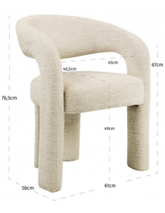 spisebordsstol med armlæn stof tekstil beige natur design moderne 2