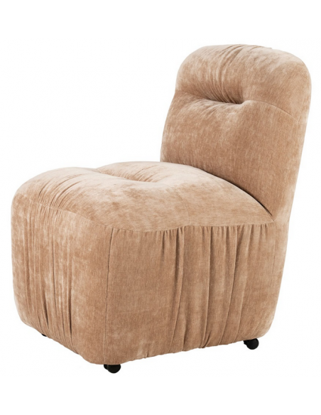 spisebordsstol hjul beige moderne stof design drejbar drejefunktion