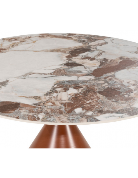 Spisebord rundt keramik marmor brun moderne design 120