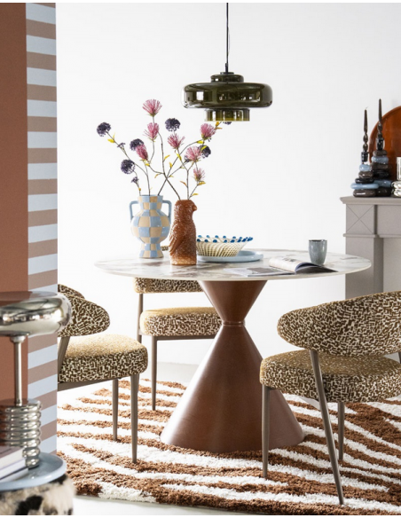 Spisebord rundt keramik marmor brun moderne design 120