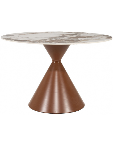 Spisebord rundt keramik marmor brun moderne design 120