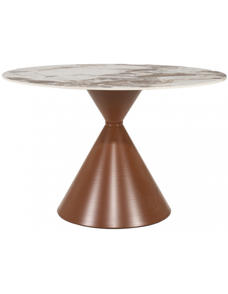 Spisebord rundt keramik marmor brun moderne design 120