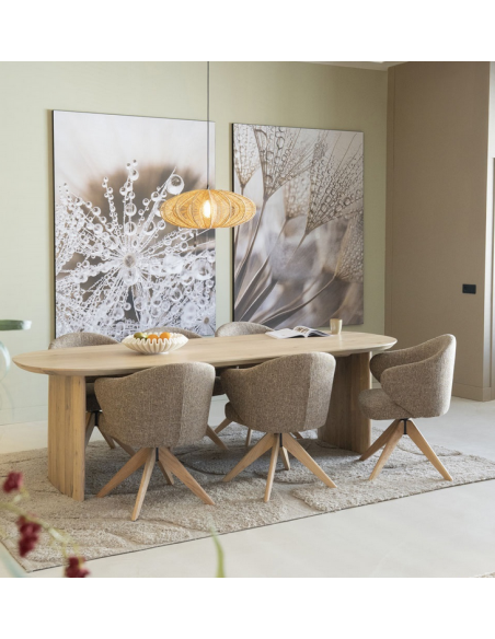 Ovalt spisebord aflangt eg egetræ træ moderne design køkken alrum stuebord