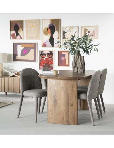 Ovalt spisebord aflangt eg egetræ træ moderne design køkken alrum stuebord