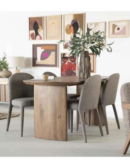 Ovalt spisebord aflangt eg egetræ træ moderne design køkken alrum stuebord