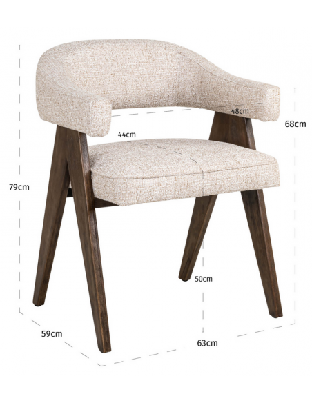 spisebordsstol med armlæn stof tekstil træ design moderne