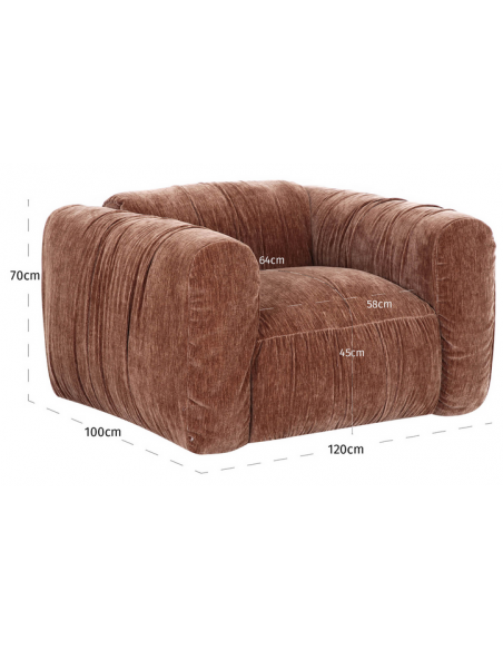 lænestol loungestol stof moderne design brun stor bred flyder luksus